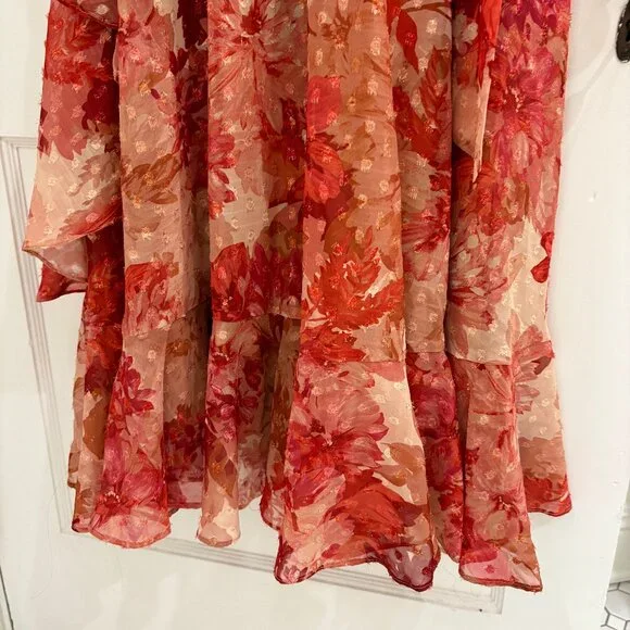 Alex Marie formal red and metallic sleeveless ruffle floral dress, Sz 6, EUC - Picture 5 of 9